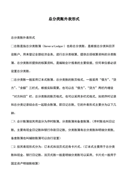 会计实务：总分类账外表形式