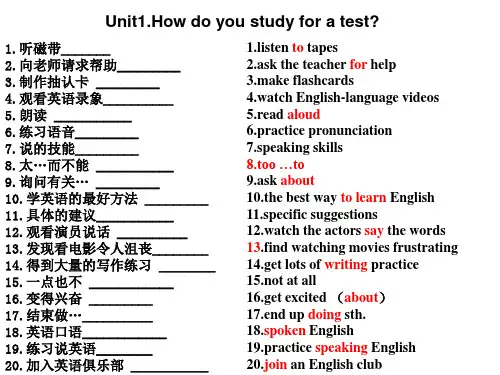 九年级英语期末复习U1