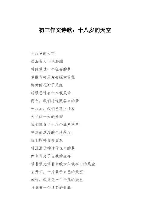 初三作文诗歌：十八岁的天空