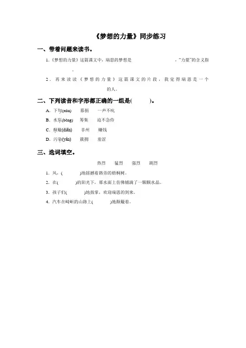 第17课《梦想的力量》同步练习2