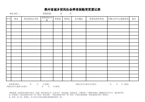 贵州省城乡居民养老保险待遇领取申请表