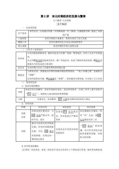 2021高考历史一轮教师用书第4单元古代中华文明的成熟与鼎盛—宋元第2讲宋元时期经济的发展与繁荣(含解析)