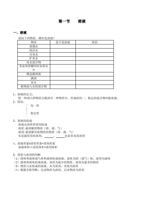 溶液与溶液的配制教案