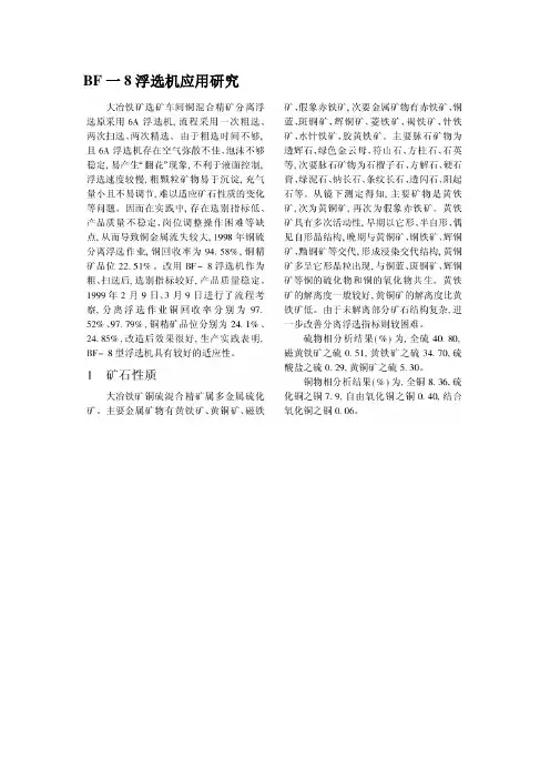 BF一8浮选机应用研究