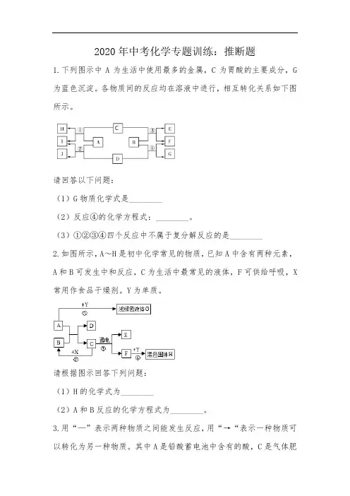 2020年中考化学专题复习--推断题