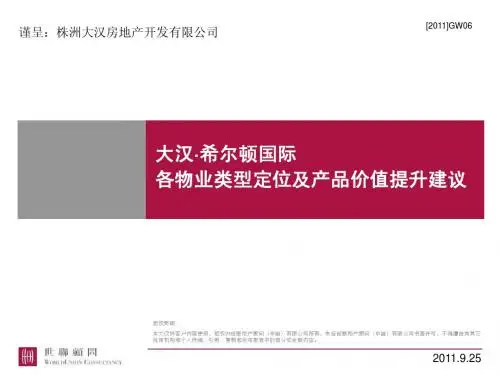 世联株洲大汉希尔顿国际各物业类型定位及产品价值提升建议