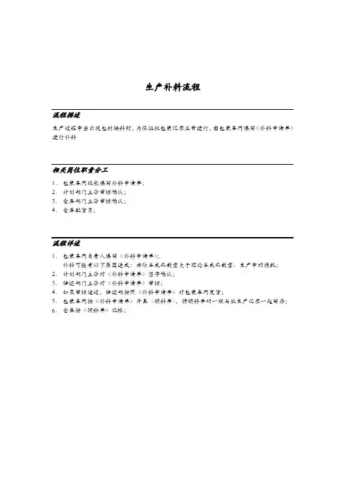 生产补料标准流程