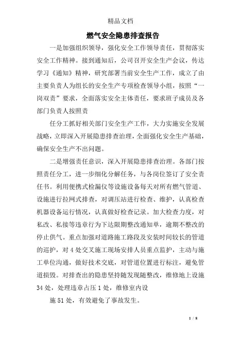 燃气安全隐患排查报告 2