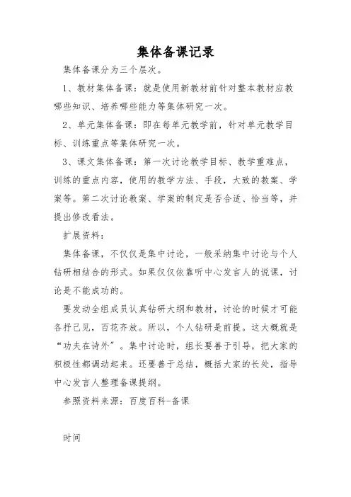 集体备课记录