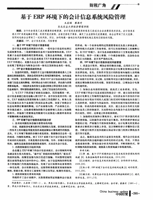 基于ERP环境下的会计信息系统风险管理