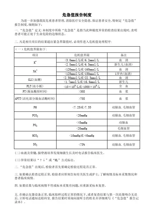 危急值报告制度