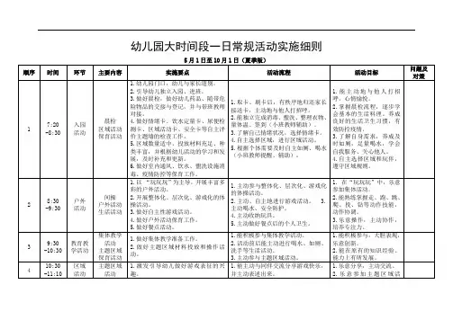 幼儿园大时间段一日常规活动实施细则