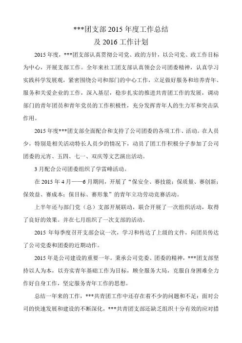 团支部2015年度工作总结