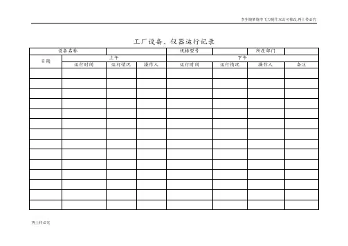 工厂设备仪器运行记录