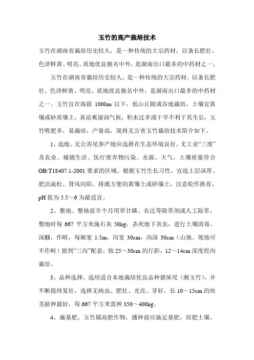 玉竹的高产栽培技术