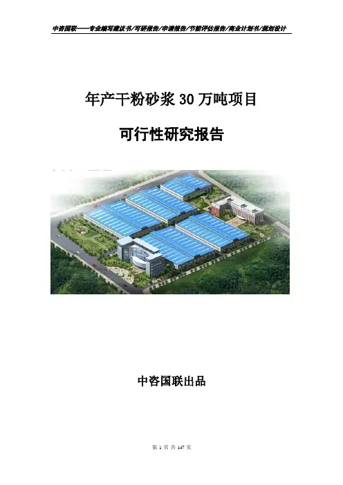 年产干粉砂浆30万吨项目可行性研究报告建议书