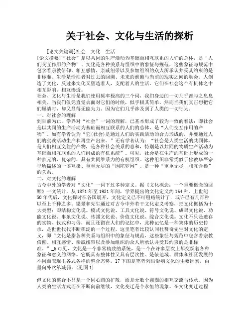 关于社会、文化与生活的探析