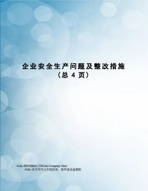 企业安全生产问题及整改措施