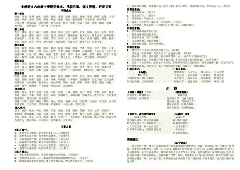 小学语文六年级上册词语盘点、日积月累、课文背诵、近反义词