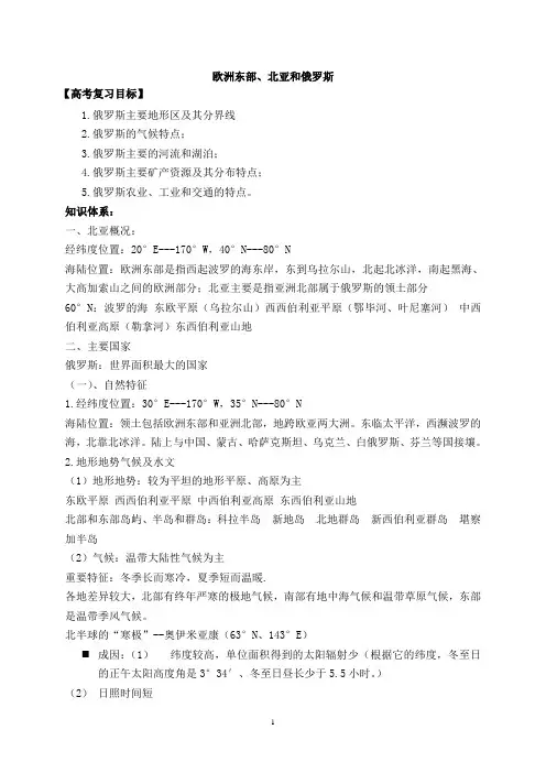 欧洲东部和北亚(俄罗斯、乌克兰)