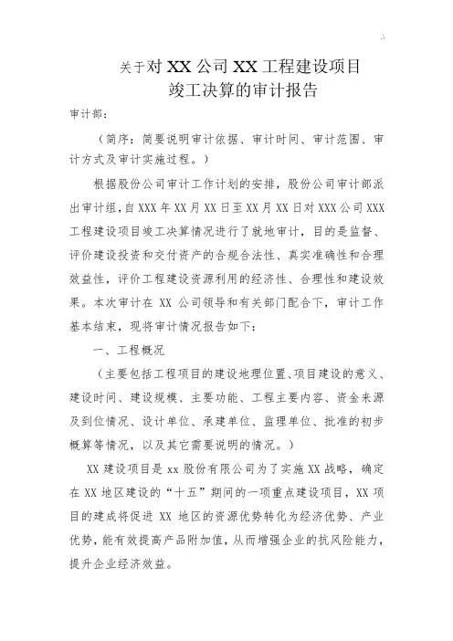 项目工程竣工决算)审计报告