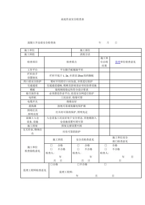 施工现场安全检查表