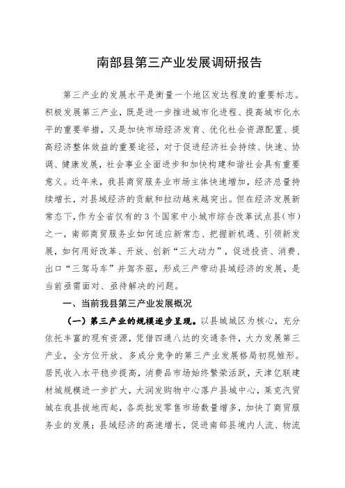 南部县三产经济发展调研报告