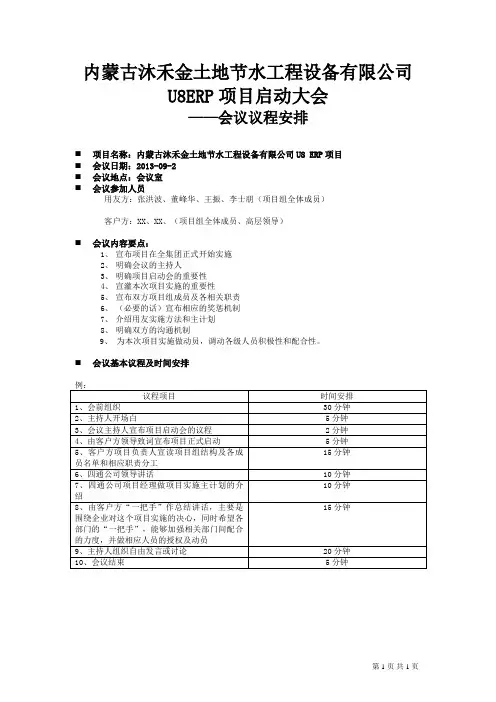 项目启动会议程