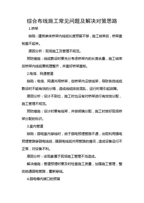 综合布线施工常见15个问题及对策