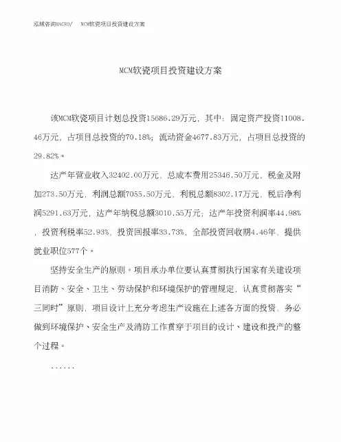 MCM软瓷项目投资建设方案