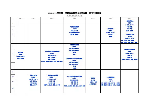2012-2013学年北京中医药大学第一学期临床医学专业学位硕士研究生课程表(更新)