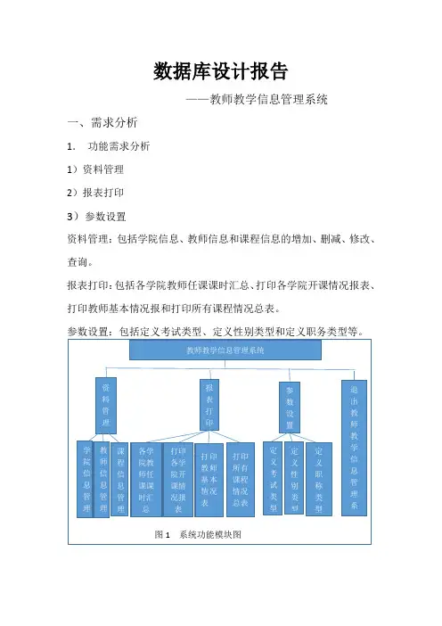数据库设计——教师教学信息管理系统