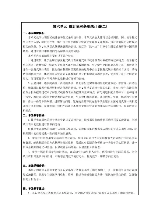 苏教版数学五上第六单元《统计表和条形统计图(二)》word单元教案
