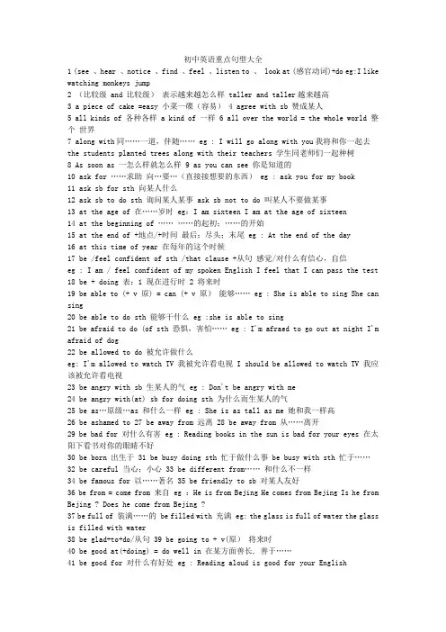 初中英语重点句型大全(中考总复习精品)教学文案