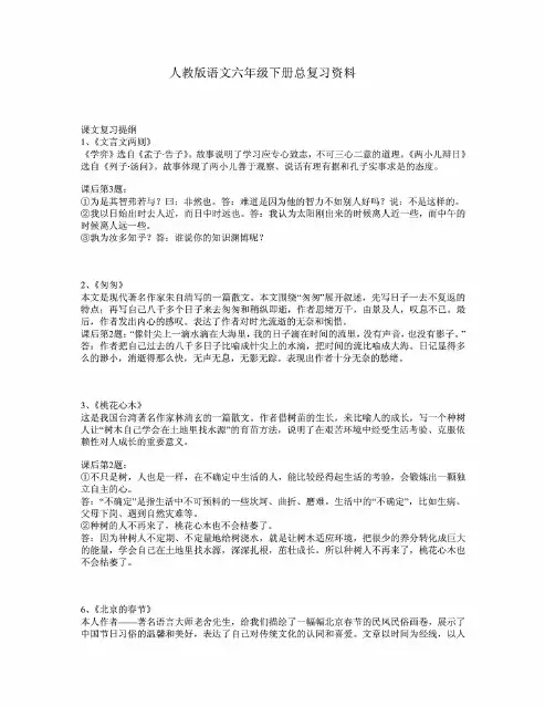 人教版语文六年级下册总复习资料.pdf