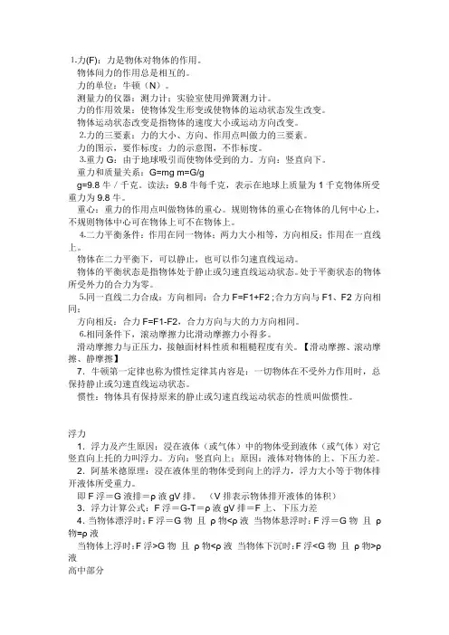 力的计算公式