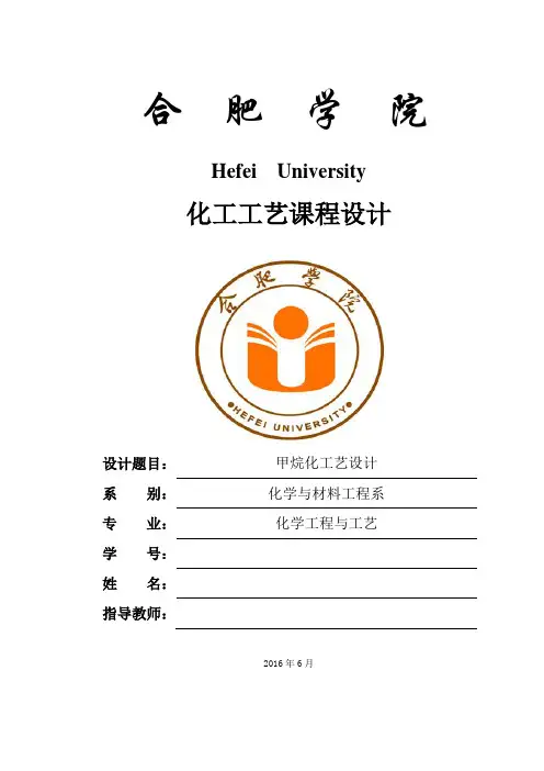 甲烷化工艺设计