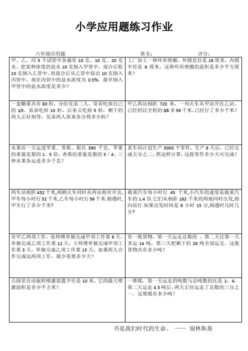 小学六年级数学自我提高训练系列III (34)