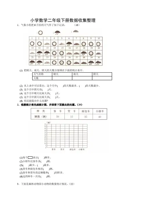 2014人教版小学数学二年级下第一单元《数据收集整理》测试题