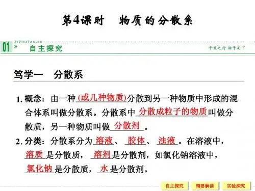 高一化学苏教版必修一1-1-4物质的分散系