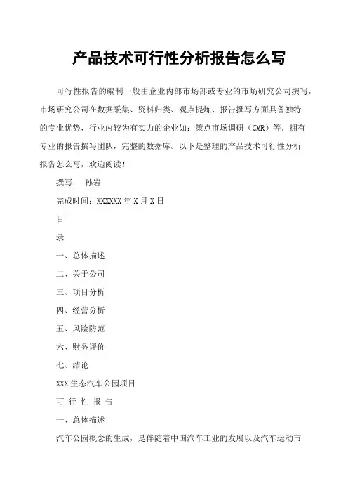 产品技术可行性分析报告怎么写