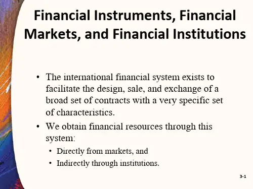 Financial Instruments, Financial Markets, and Financial Institutions