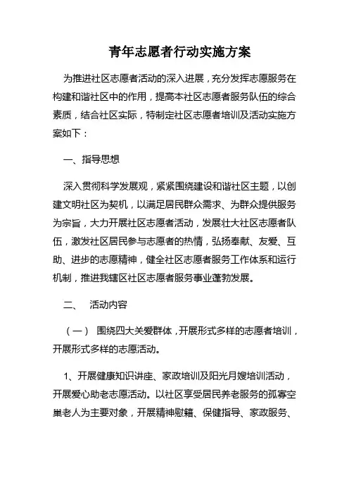青年志愿者活动方案 2