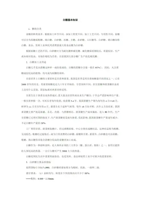 白糖知识概况