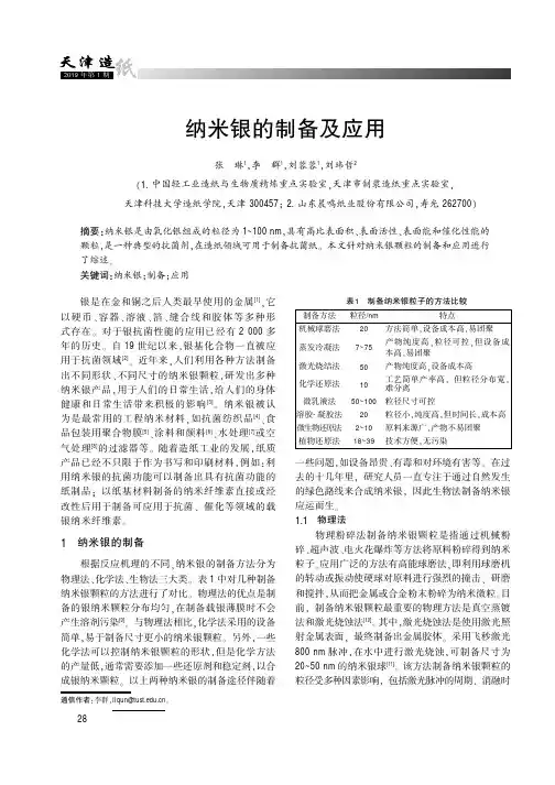 纳米银的制备及应用