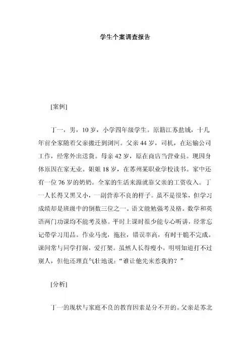 学生个案调查报告