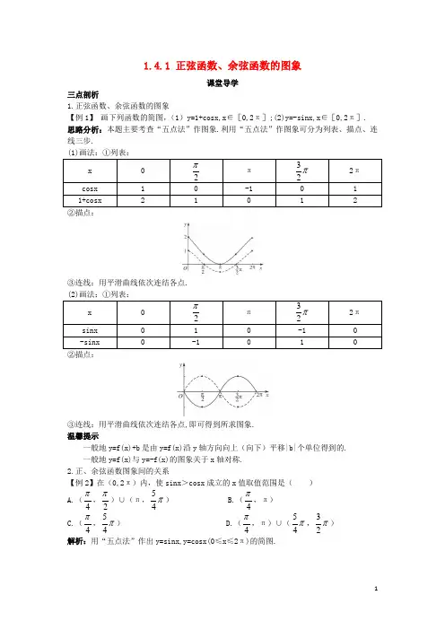 高中数学第一章三角函数1.4三角函数的图象与性质1.4.1正弦函数余弦函数的图象课堂导学案新人教A版