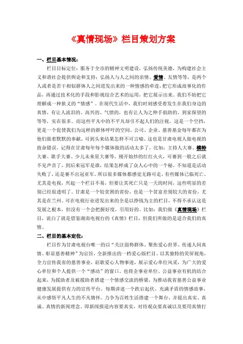 真情现场》栏目策划方案