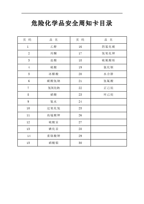 危险化学品安全周知卡2016教材