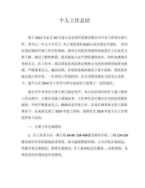2012个人工作总结